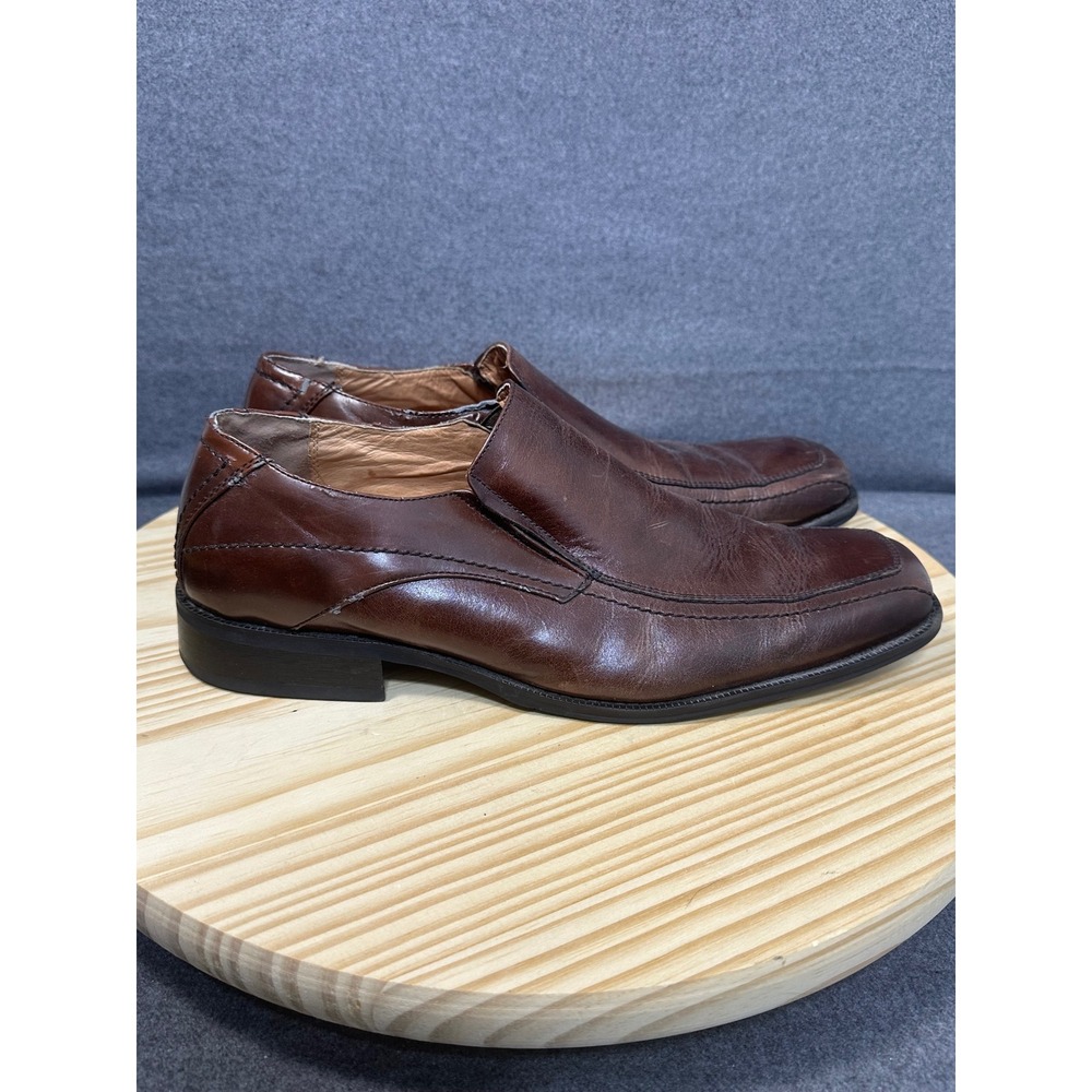 Joseph‎ Abboud Mens Brown Leather Square Toe Slip On Loafer Dress Shoes 12M